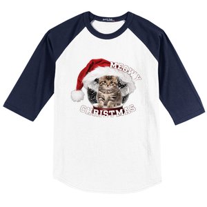 Kitten Meowy Christmas Gift Baseball Sleeve Shirt