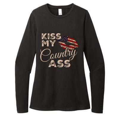 Kiss My Country Ass Patriotic Grunge Flag Lips Womens CVC Long Sleeve Shirt