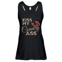 Kiss My Country Ass Patriotic Grunge Flag Lips Ladies Essential Flowy Tank