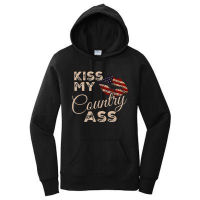 Kiss My Country Ass Patriotic Grunge Flag Lips Women's Pullover Hoodie