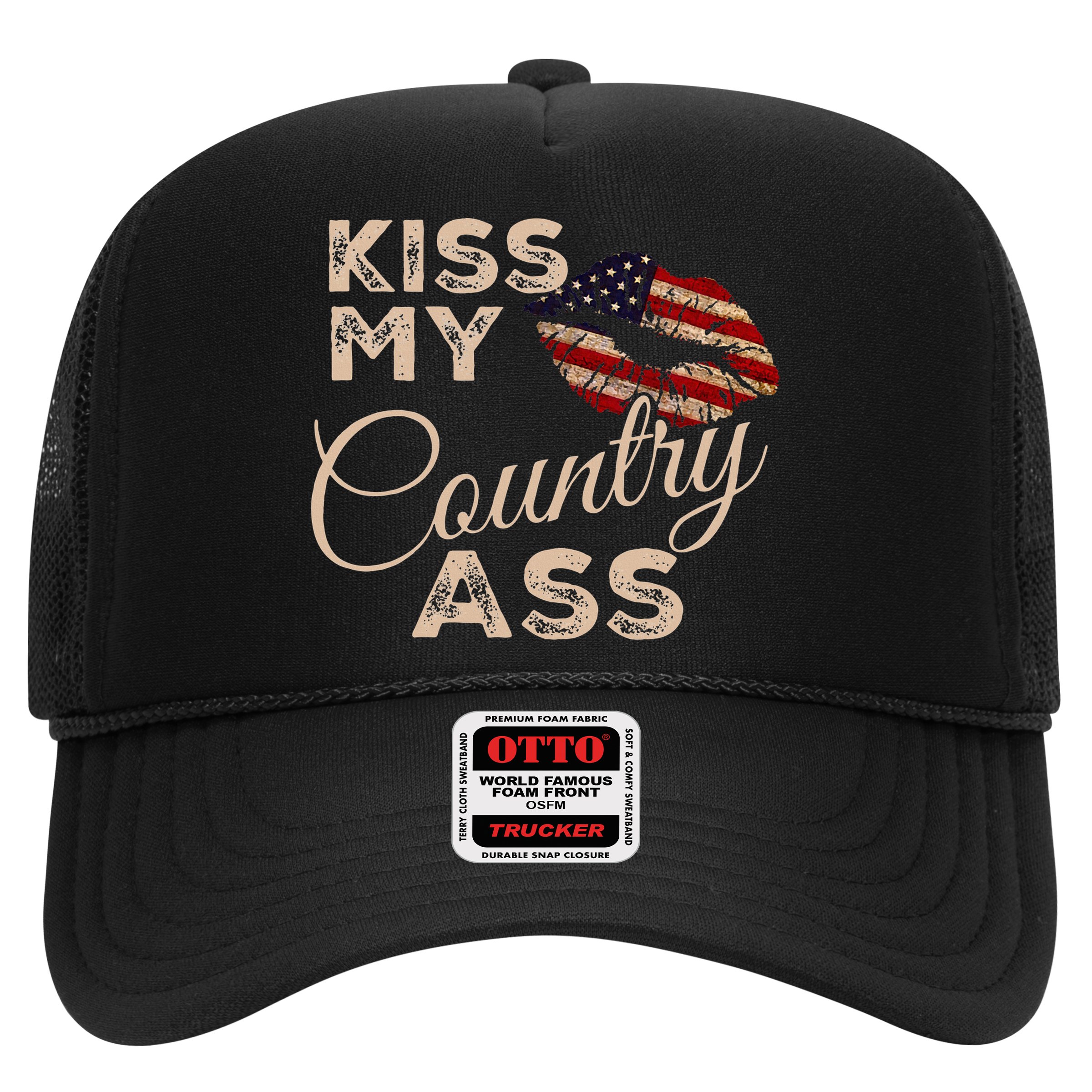 Kiss My Country Ass Patriotic Grunge Flag Lips Hat