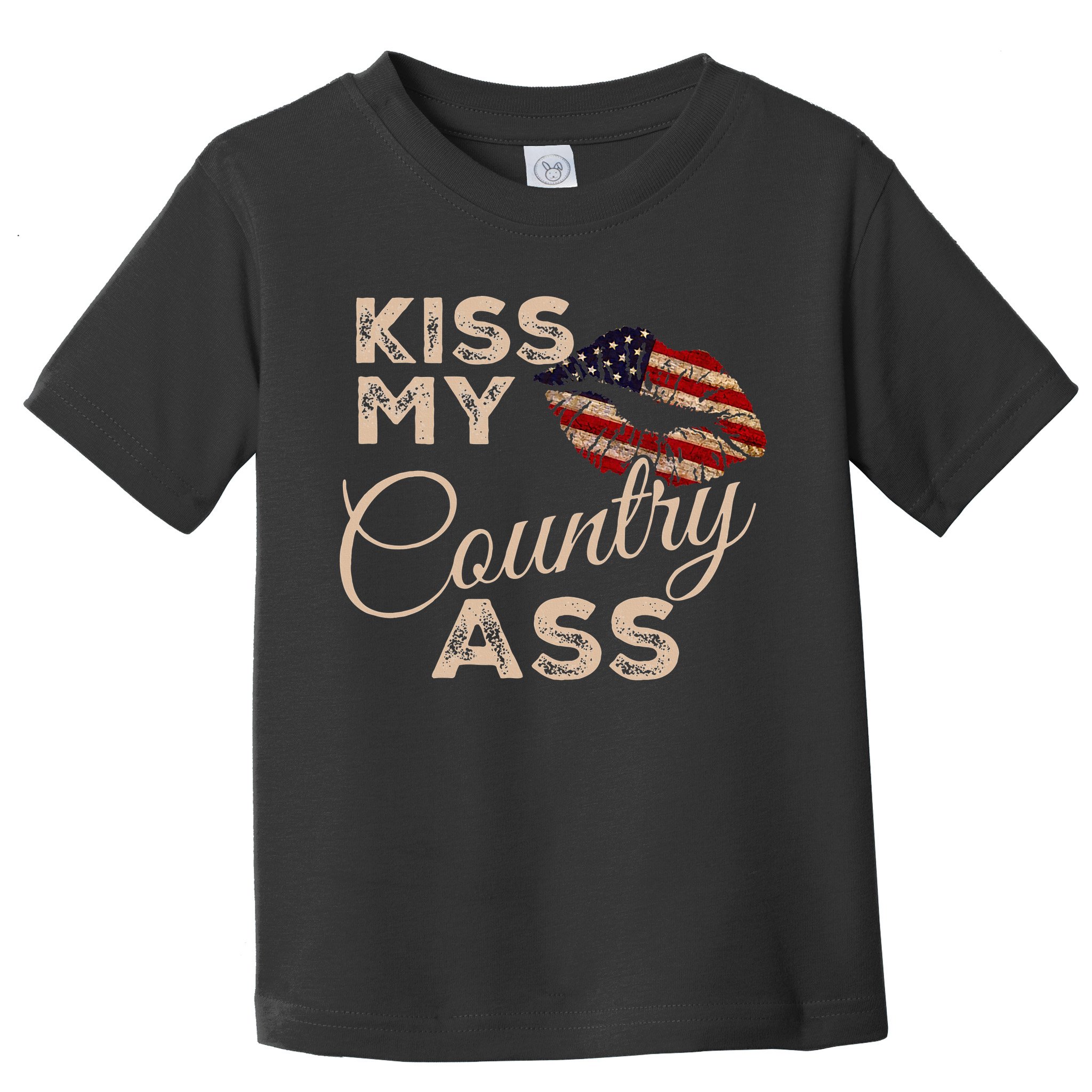 Kiss My Country Ass Patriotic Grunge Flag Lips Toddler T-Shirt