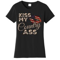 Kiss My Country Ass Patriotic Grunge Flag Lips Women's T-Shirt