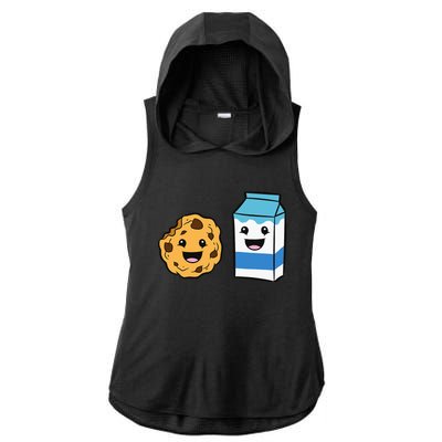 Kawaii Milk Chocolate Chip Cookie Ladies PosiCharge Tri-Blend Wicking Draft Hoodie Tank