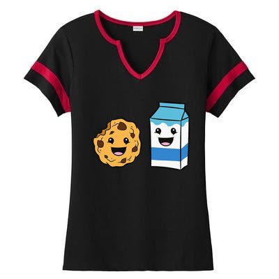 Kawaii Milk Chocolate Chip Cookie Ladies Halftime Notch Neck Tee