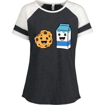 Kawaii Milk Chocolate Chip Cookie Enza Ladies Jersey Colorblock Tee