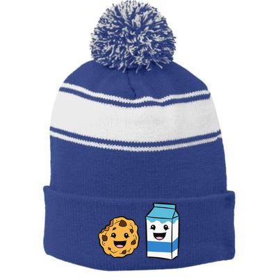 Kawaii Milk Chocolate Chip Cookie Stripe Pom Pom Beanie