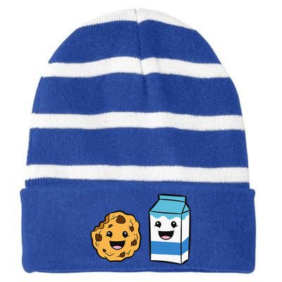 Kawaii Milk Chocolate Chip Cookie Striped Beanie with Solid Band