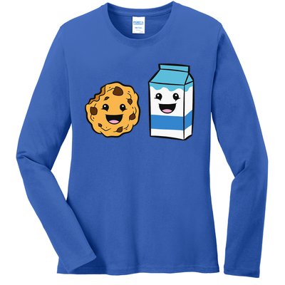 Kawaii Milk Chocolate Chip Cookie Ladies Long Sleeve Shirt