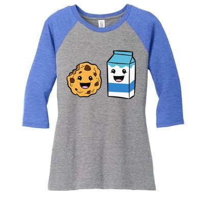 Kawaii Milk Chocolate Chip Cookie Women's Tri-Blend 3/4-Sleeve Raglan Shirt