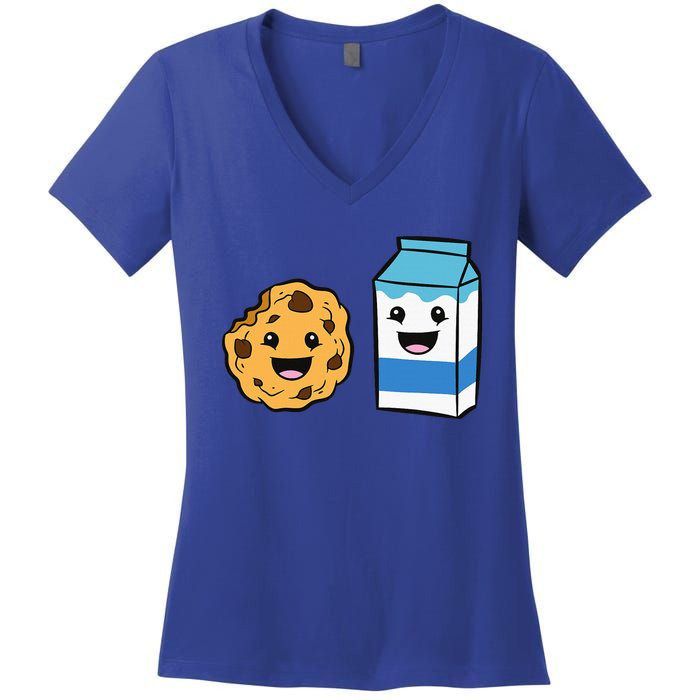 Kawaii Milk Chocolate Chip Cookie Women's V-Neck T-Shirt