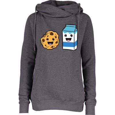 Kawaii Milk Chocolate Chip Cookie Womens Funnel Neck Pullover Hood