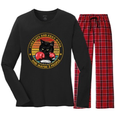 Krav Maga Cat Martial Arts Israel Defense Forces Women's Long Sleeve Flannel Pajama Set 