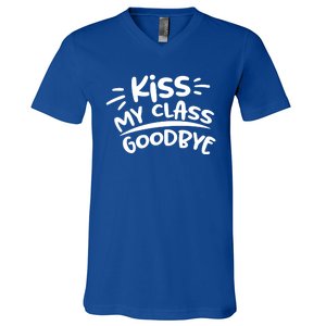 Kiss My Class Goodbye Funny Graduation V-Neck T-Shirt