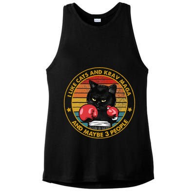 Krav Maga Cat Martial Arts Israel Defense Forces Ladies PosiCharge Tri-Blend Wicking Tank
