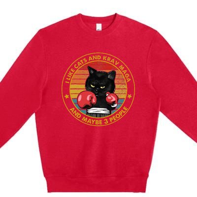 Krav Maga Cat Martial Arts Israel Defense Forces Premium Crewneck Sweatshirt