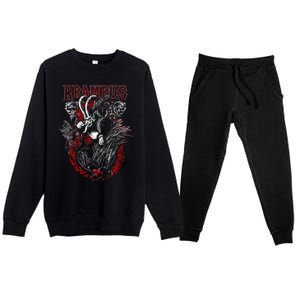 Krampus Merry Christmas Holiday Chrismas Horror Funny Premium Crewneck Sweatsuit Set