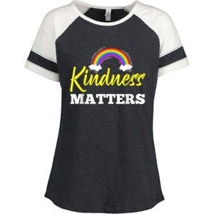 Kindness Matters Colorful Rainbow Be Kind AntiBullying Enza Ladies Jersey Colorblock Tee