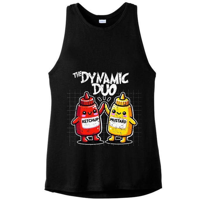 K.E.T.C.H.U.P Mustard Dynamic Duo Best Friends Ladies PosiCharge Tri-Blend Wicking Tank