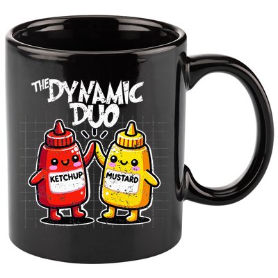 K.E.T.C.H.U.P Mustard Dynamic Duo Best Friends 11oz C Handle Ceramic Mug