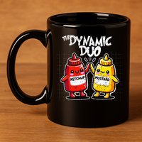 K.E.T.C.H.U.P Mustard Dynamic Duo Best Friends 11oz C Handle Ceramic Mug