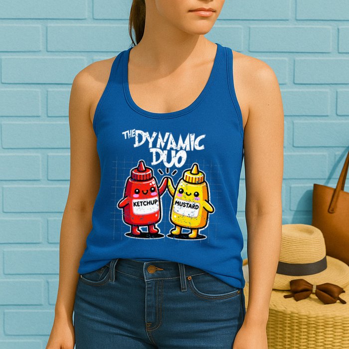 K.E.T.C.H.U.P Mustard Dynamic Duo Best Friends Womens Tank Top