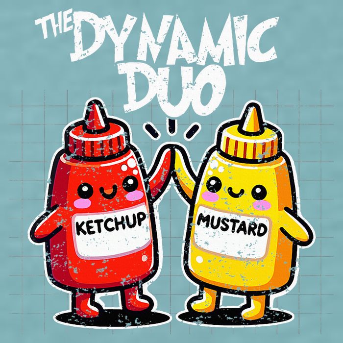 K.E.T.C.H.U.P Mustard Dynamic Duo Best Friends Sueded Cloud Jersey T-Shirt