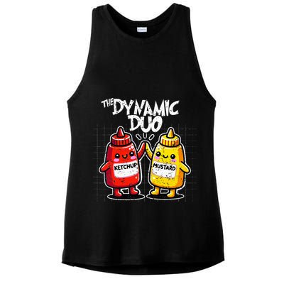 K.E.T..C.H.Up.. Mustard Dynamic Duo Best Friends Ladies PosiCharge Tri-Blend Wicking Tank