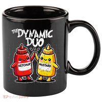 K.E.T..C.H.Up.. Mustard Dynamic Duo Best Friends 11oz C Handle Ceramic Mug