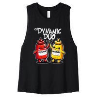 K.E.T..C.H.Up.. Mustard Dynamic Duo Best Friends Women's Racerback Cropped Tank