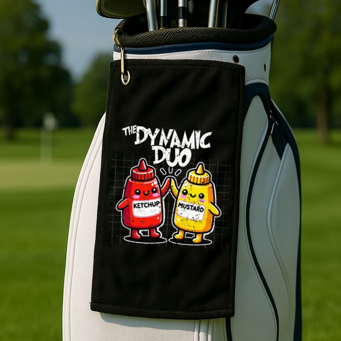 K.E.T..C.H.Up.. Mustard Dynamic Duo Best Friends Golf Towel