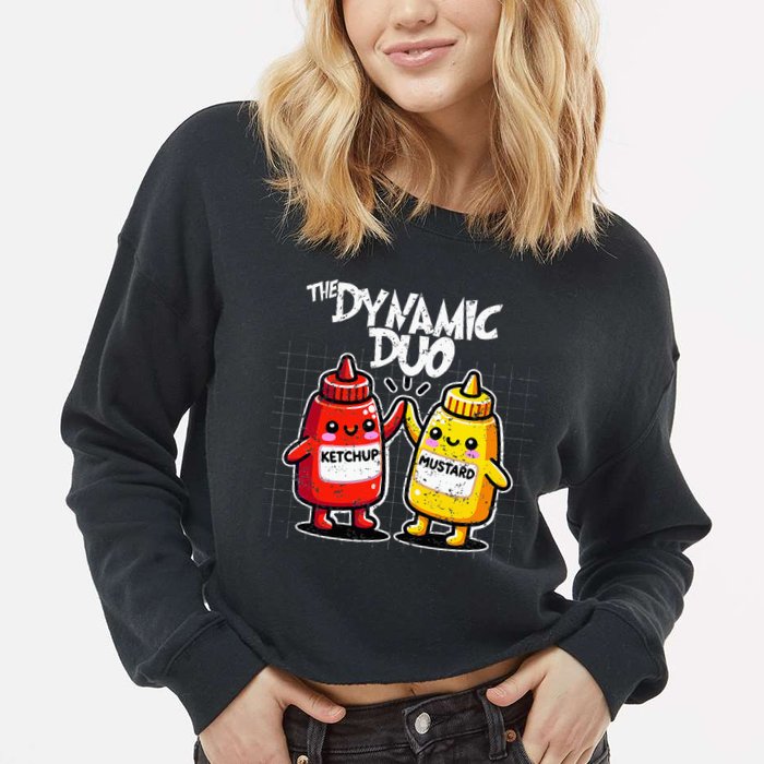 K.E.T..C.H.Up.. Mustard Dynamic Duo Best Friends Cropped Pullover Crew
