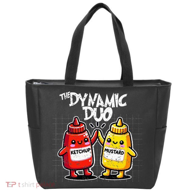 K.E.T..C.H.Up.. Mustard Dynamic Duo Best Friends Zip Tote Bag