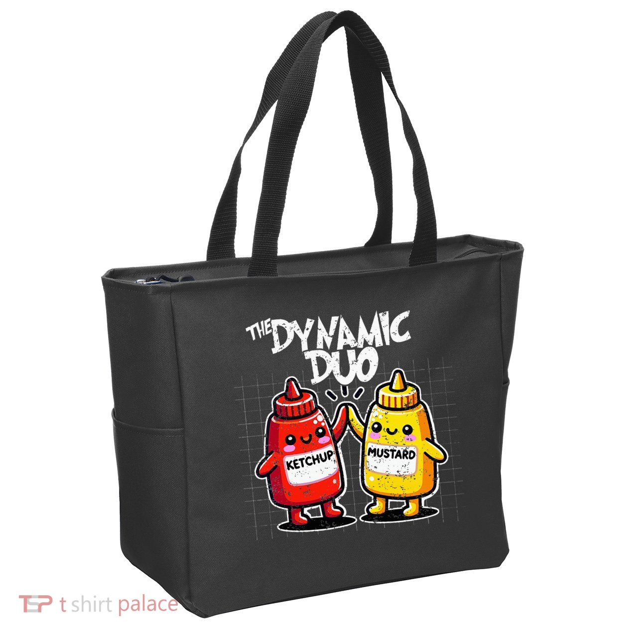 K.E.T..C.H.Up.. Mustard Dynamic Duo Best Friends Zip Tote Bag