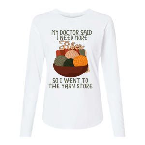 Knitting My Doctor Said I Need More Fiber Knit Knitting Womens Cotton Relaxed Long Sleeve T-Shirt