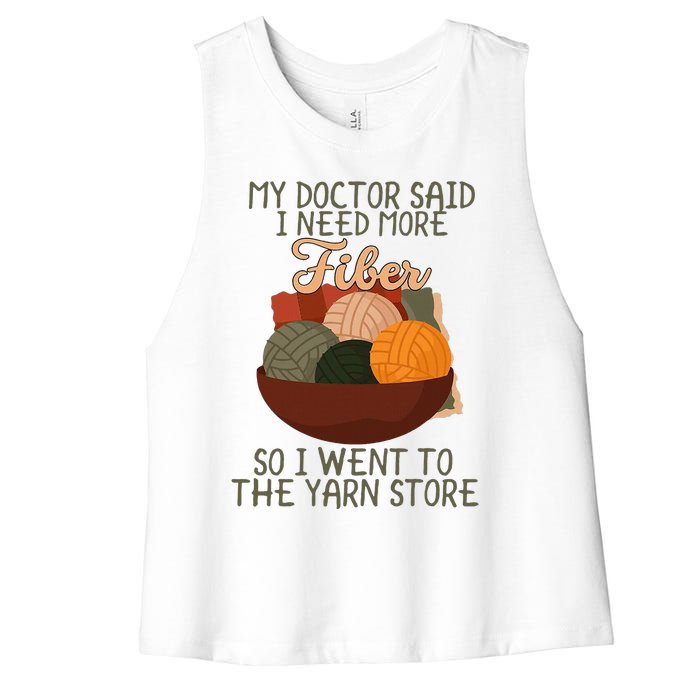 Knitting My Doctor Said I Need More Fiber Knit Knitting Women's Racerback Cropped Tank