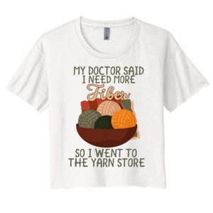 Knitting My Doctor Said I Need More Fiber Knit Knitting Women's Crop Top Tee