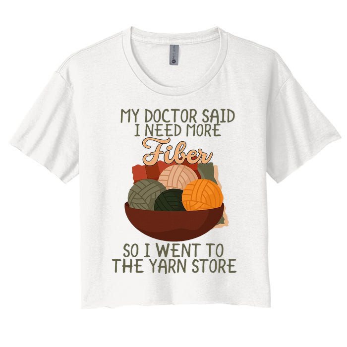 Knitting My Doctor Said I Need More Fiber Knit Knitting Women's Crop Top Tee