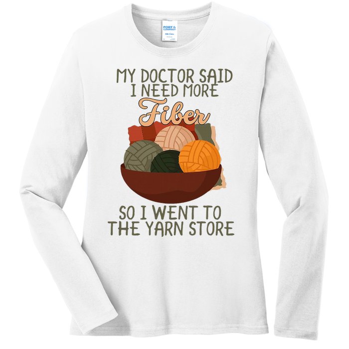 Knitting My Doctor Said I Need More Fiber Knit Knitting Ladies Long Sleeve Shirt