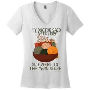 Knitting My Doctor Said I Need More Fiber Knit Knitting Women's V-Neck T-Shirt