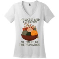 Knitting My Doctor Said I Need More Fiber Knit Knitting Women's V-Neck T-Shirt