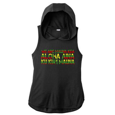 Kanaka Maoli Flag We Are Mauna Kea Ladies PosiCharge Tri-Blend Wicking Draft Hoodie Tank