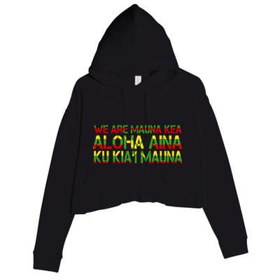 Kanaka Maoli Flag We Are Mauna Kea Crop Fleece Hoodie