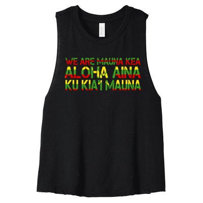 Kanaka Maoli Flag We Are Mauna Kea Women's Racerback Cropped Tank