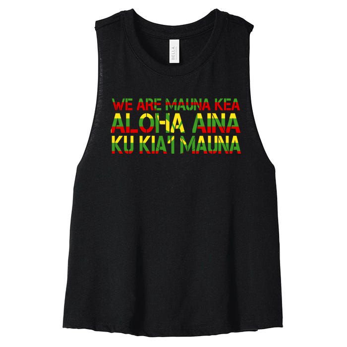 Kanaka Maoli Flag We Are Mauna Kea Women's Racerback Cropped Tank