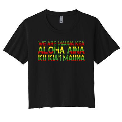 Kanaka Maoli Flag We Are Mauna Kea Women's Crop Top Tee