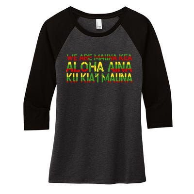 Kanaka Maoli Flag We Are Mauna Kea Women's Tri-Blend 3/4-Sleeve Raglan Shirt