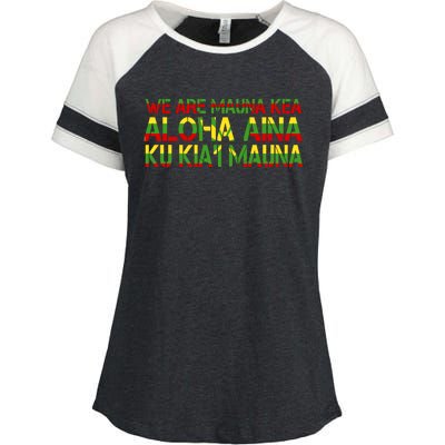 Kanaka Maoli Flag We Are Mauna Kea Enza Ladies Jersey Colorblock Tee