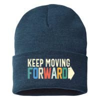 Keep Moving Forward Positive Motivational Inspiring Quote Sustainable Knit Beanie