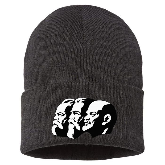 Karl Marx Friedrich Engels Vladimir Lenin Sovi8 Propaganda Sustainable Knit Beanie